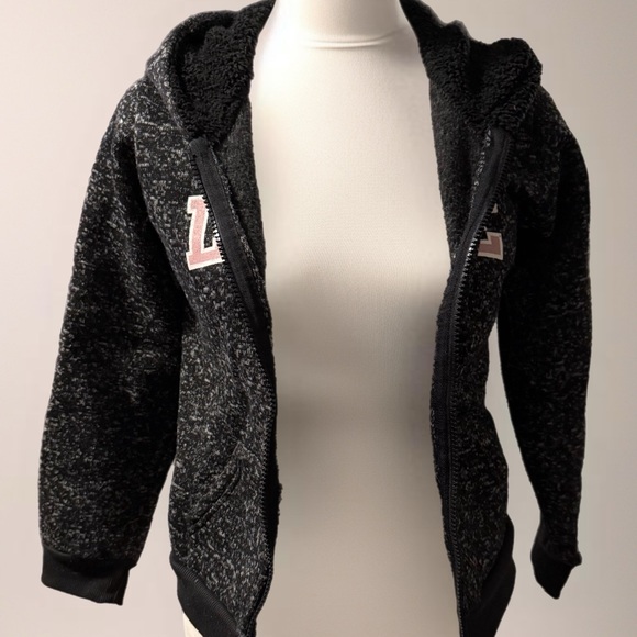 Cozy Black Hooded Kids Jacket - Picture 1 of 3